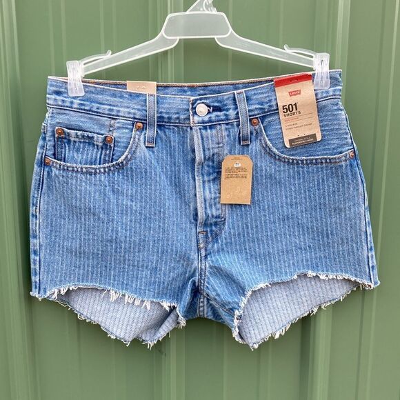 Women’s Levi's 501 Jean Denim High-Rise Raw Hem Shorts Size 29 - Picture 1 of 8